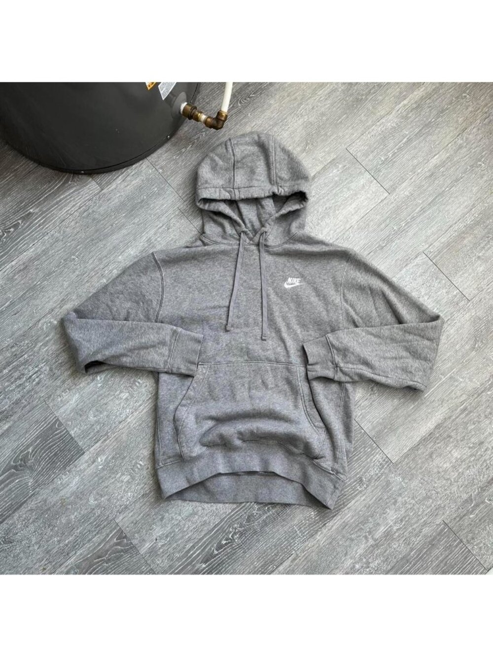 Grey / White Nike Embroidered Logo Pullover Hoodie / Sweater